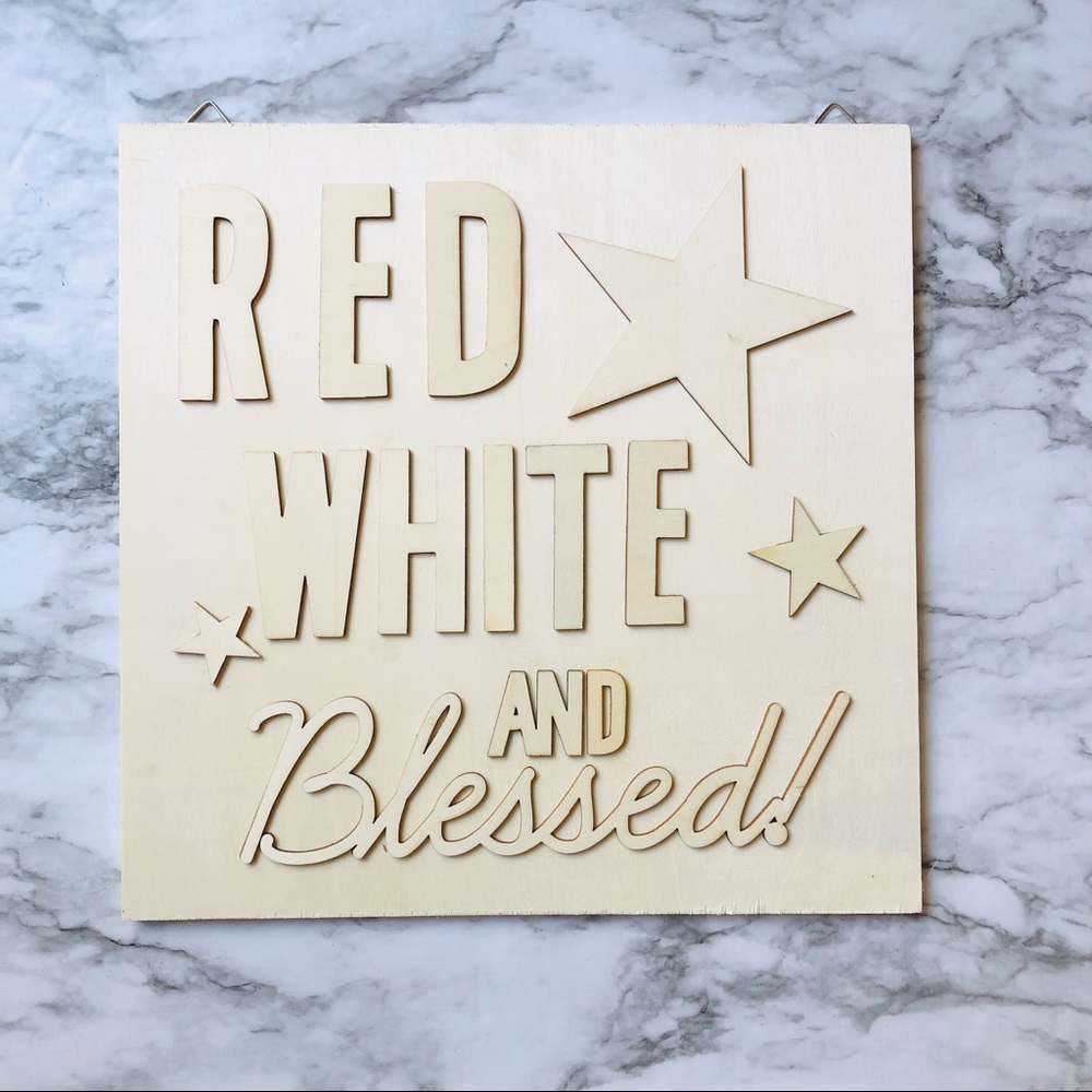 4/$20 Sale! Red White And Blessed Wooden Sign